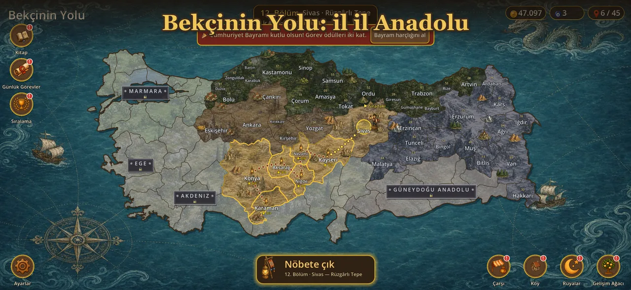 Bekçinin Yolu: il il Anadolu